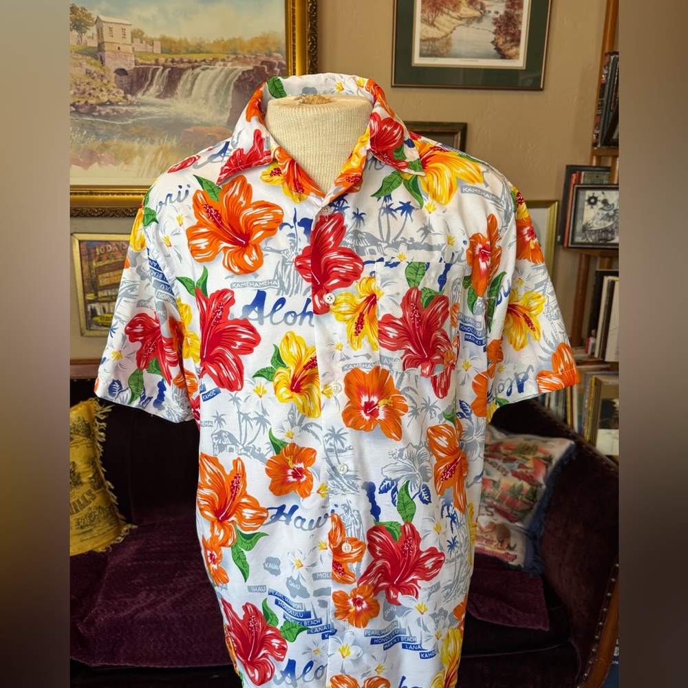 Vintage Unisex Onshore Colorful Hawaiian Shirt - Xl